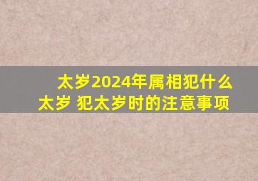 太岁2024年属相犯什么太岁 犯太岁时的注意事项